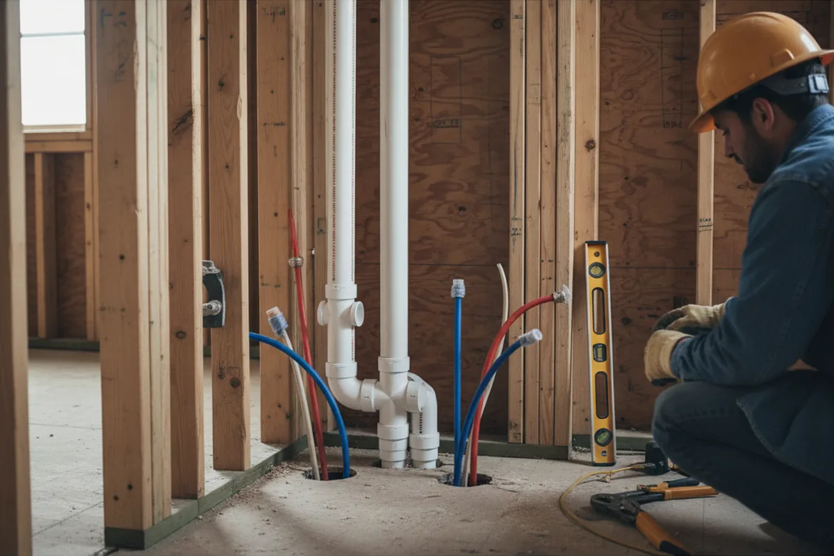 Drain and supply rough-in during Drain Cleaning in North Washington
