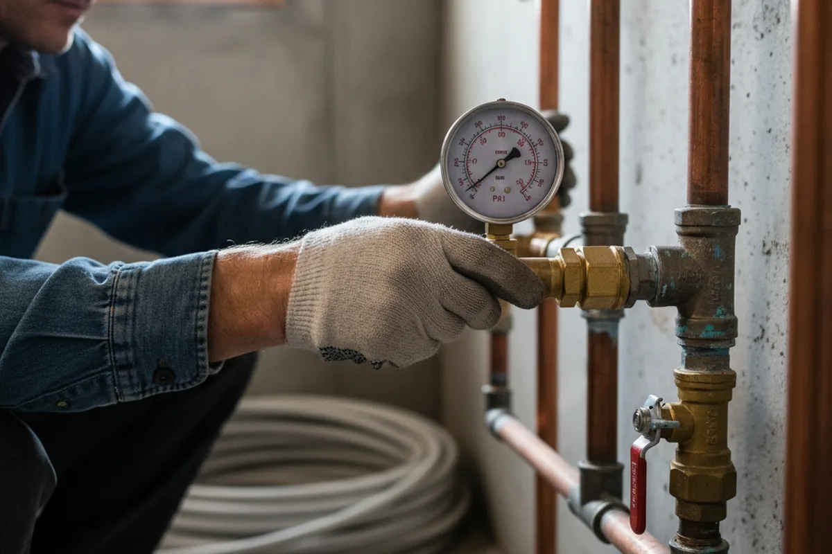Pressure testing a repaired line during Water Line Repair in North Washington